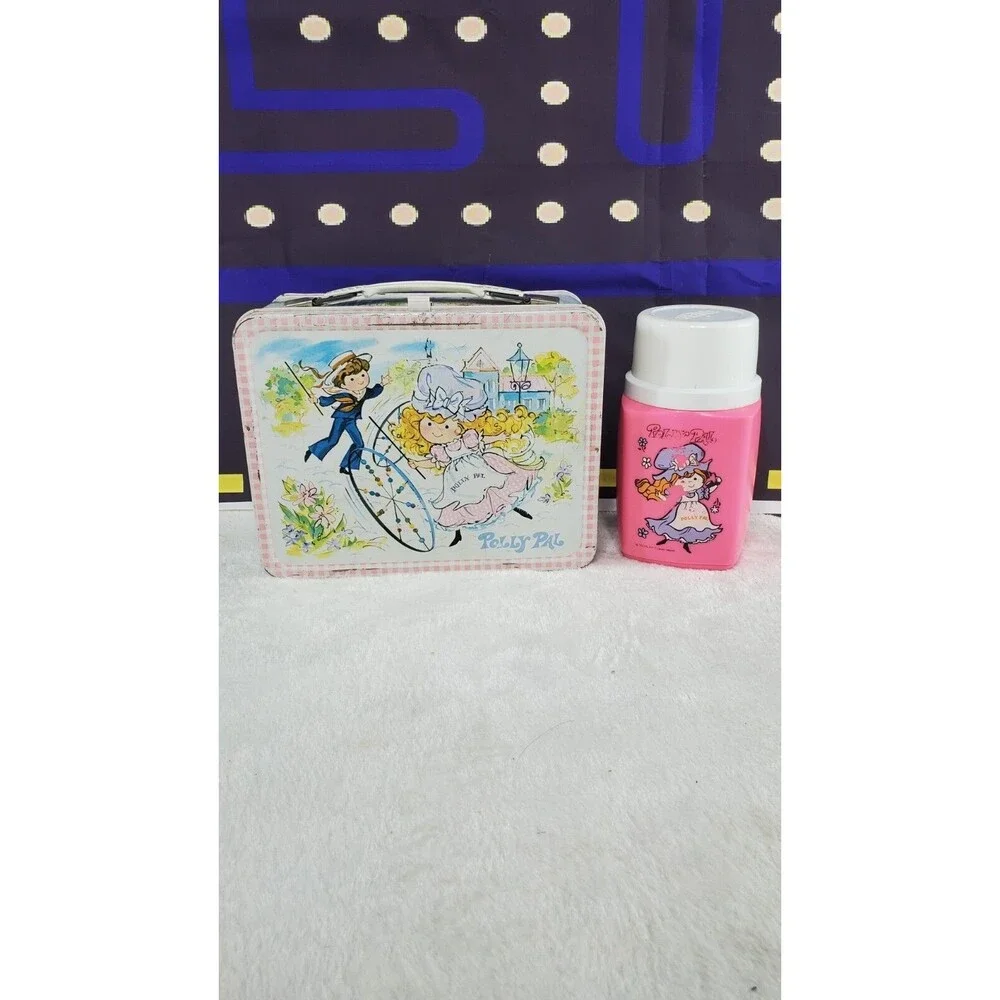 Original Vintage 1974 Polly Pal Classic Character Metal Lunch Box with Thermos
